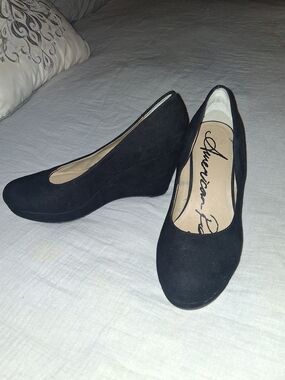 American Rag Black Suede Wedge Pumps